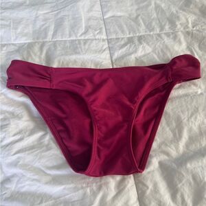 Women’s Magenta Bikini Bottom Size XS – Ruched Sides, 14” Waist, 7” Rise